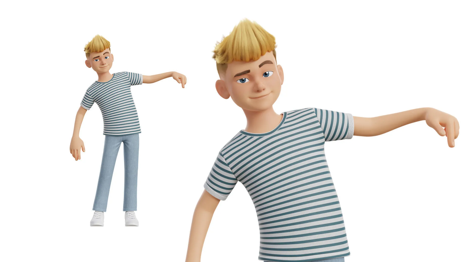 Cartoon White Teen Boy render 1